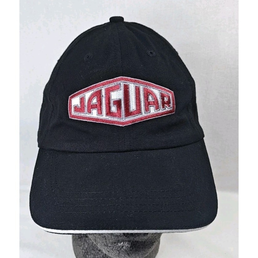 Jaguar Automotive Black Cotton Cap Hat Embroidered Logo Adjustable Strapback